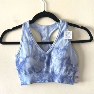 Dip Sun Glow Active Tie Dye Sports Bra Blue Size Small V-Neck Padded